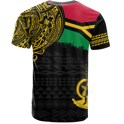 Vanuatu T-Shirt Polynesian Flag With Coat Of Arms