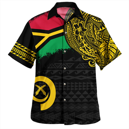 Vanuatu Hawaiian Shirt Polynesian Flag With Coat Of Arms