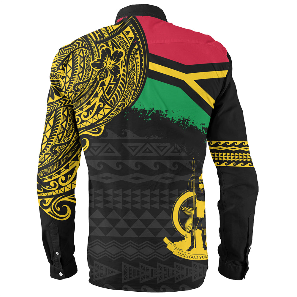 Vanuatu Long Sleeve Shirt Polynesian Flag With Coat Of Arms