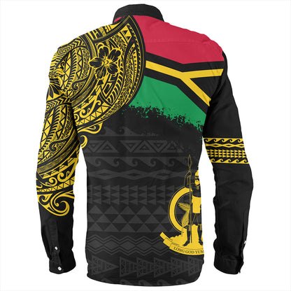 Vanuatu Long Sleeve Shirt Polynesian Flag With Coat Of Arms