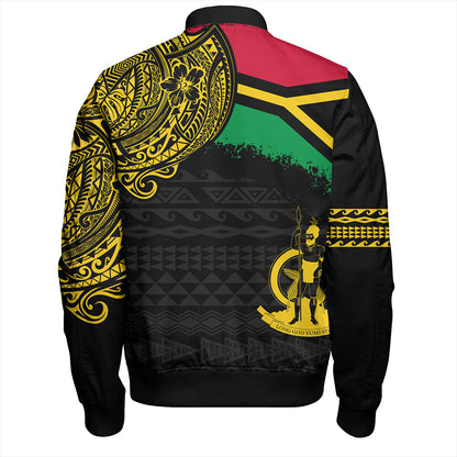 Vanuatu Bomber Jacket Polynesian Flag With Coat Of Arms