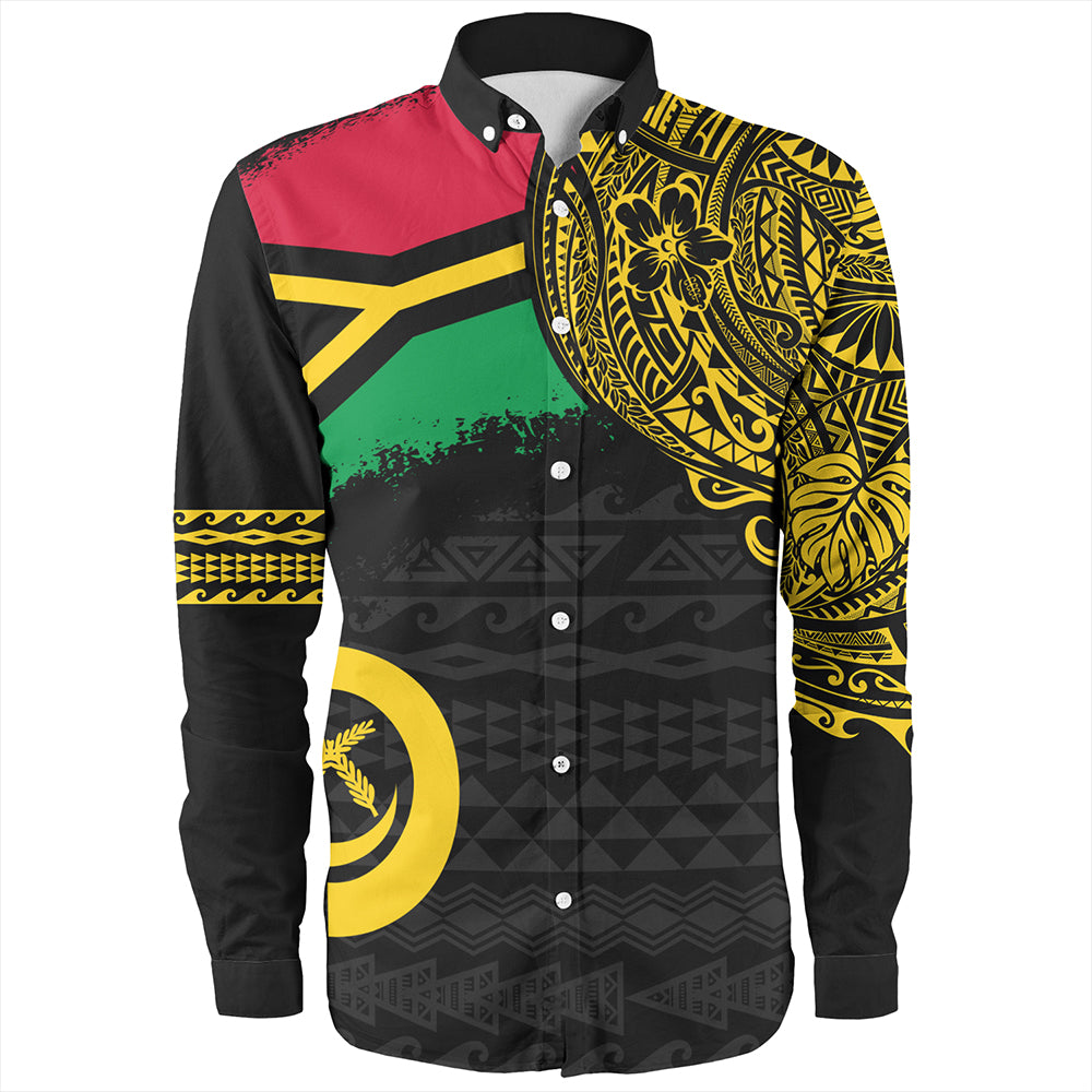 Vanuatu Long Sleeve Shirt Polynesian Flag With Coat Of Arms