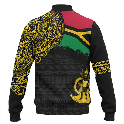 Vanuatu Baseball Jacket Polynesian Flag With Coat Of Arms
