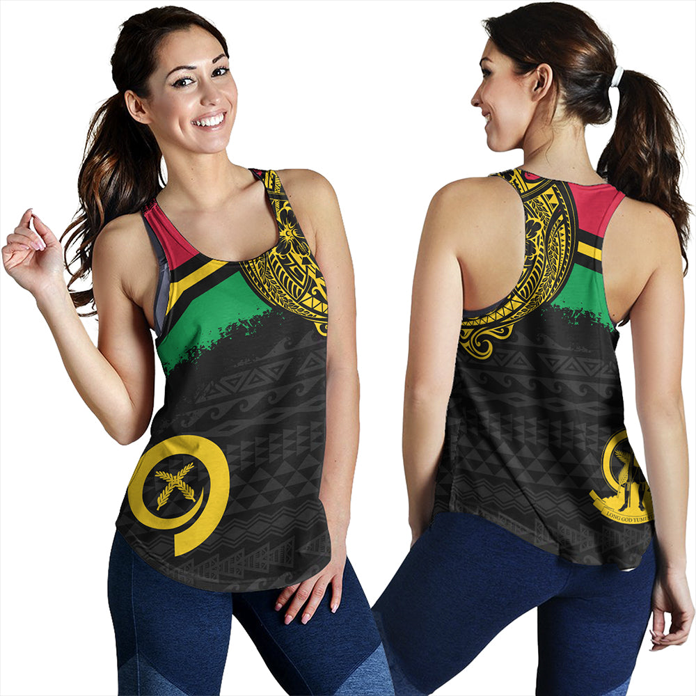 Vanuatu Women Tank Polynesian Flag With Coat Of Arms