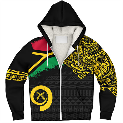 Vanuatu Sherpa Hoodie Polynesian Flag With Coat Of Arms