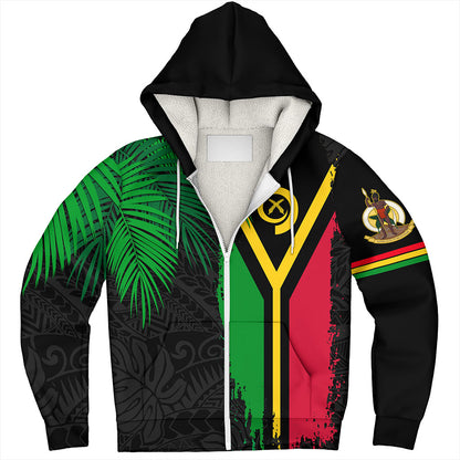 Vanuatu Sherpa Hoodie Special Fabric Leaves