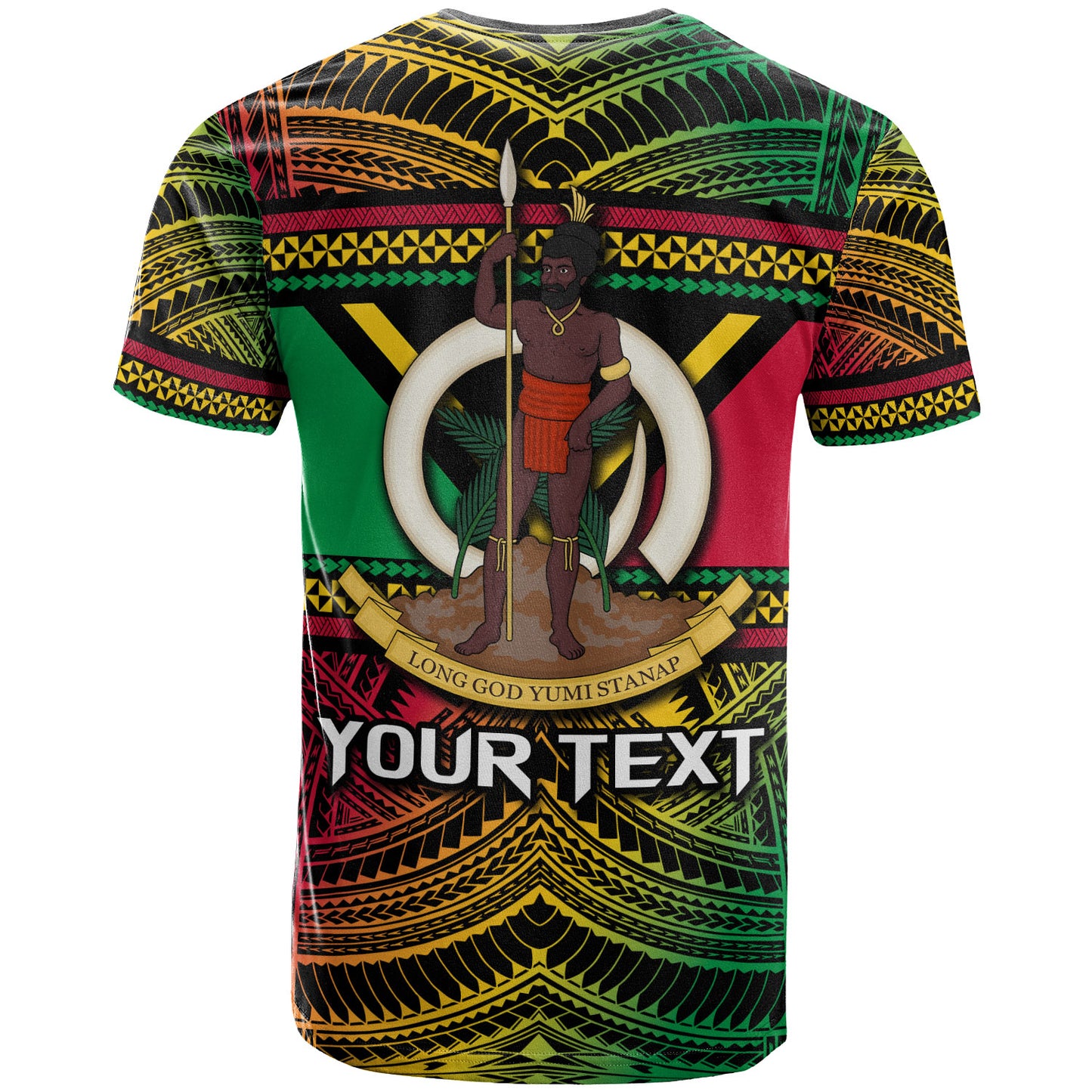 Vanuatu T-Shirt - Custom Flag Color Polynesian Patterns T-Shirt