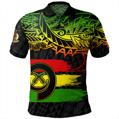 Vanuatu Polo Shirt Tribal Grunge Flag