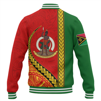 Vanuatu Baseball Jacket Tribal Melanesian Flag And Coat Of Arms