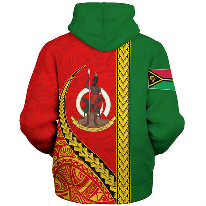 Vanuatu Sherpa Hoodie Tribal Melanesian Flag And Coat Of Arms