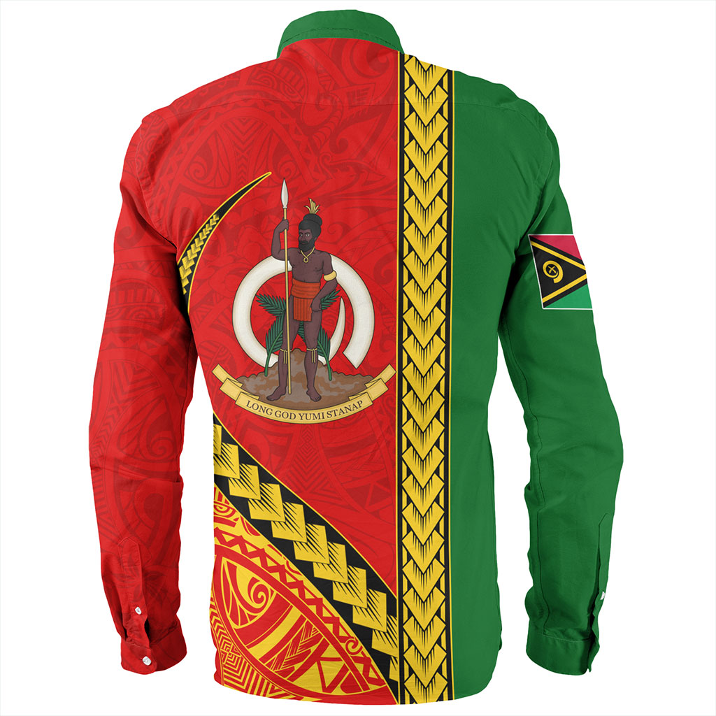 Vanuatu Long Sleeve Shirt Tribal Melanesian Flag And Coat Of Arms