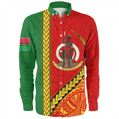 Vanuatu Long Sleeve Shirt Tribal Melanesian Flag And Coat Of Arms