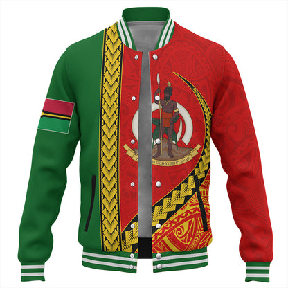 Vanuatu Baseball Jacket Tribal Melanesian Flag And Coat Of Arms