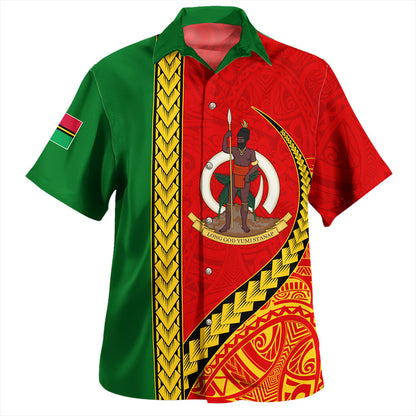 Vanuatu Hawaiian Shirt Tribal Melanesian Flag And Coat Of Arms