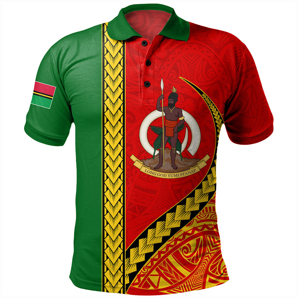 Vanuatu Polo Shirt Tribal Melanesian Flag And Coat Of Arms