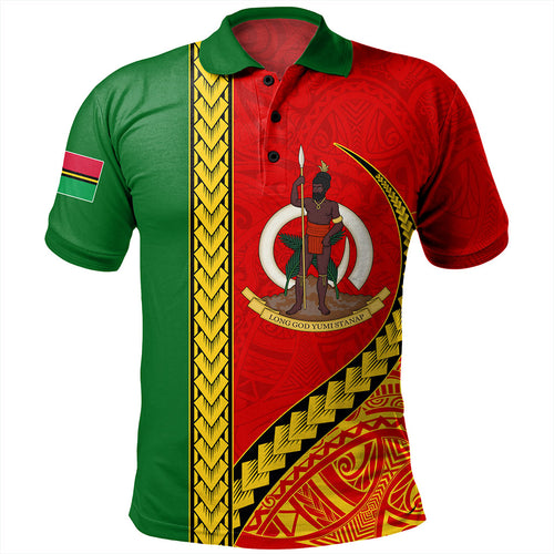 Vanuatu Polo Shirt Tribal Melanesian Flag And Coat Of Arms