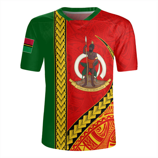 Vanuatu Rugby Jersey Tribal Melanesian Flag And Coat Of Arms