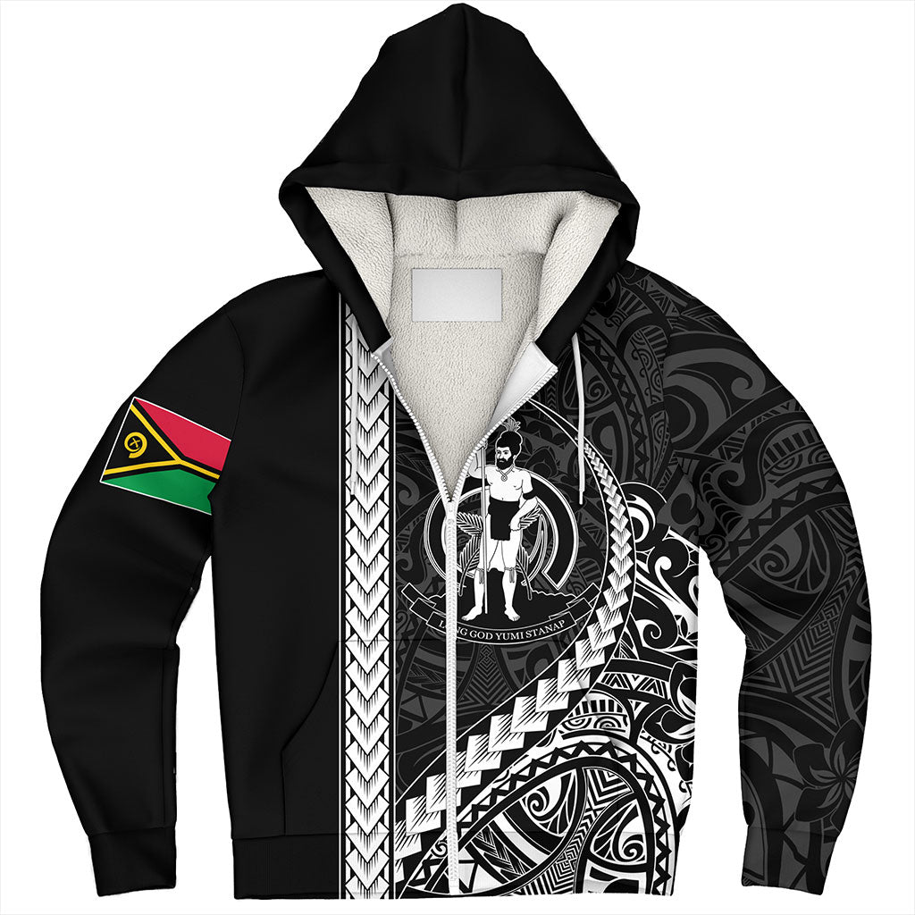 Vanuatu Sherpa Hoodie Tribal Melanesian Coat Of Arms