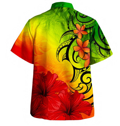 Fiji Hawaiian Shirt Tribal Polynesia Tropical Hibiscus Flower