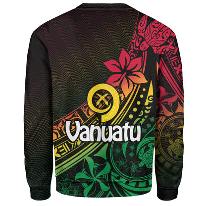 Vanuatu Sweatshirt Long God Yumi Stanap Flag Color Tribal Patterns Style