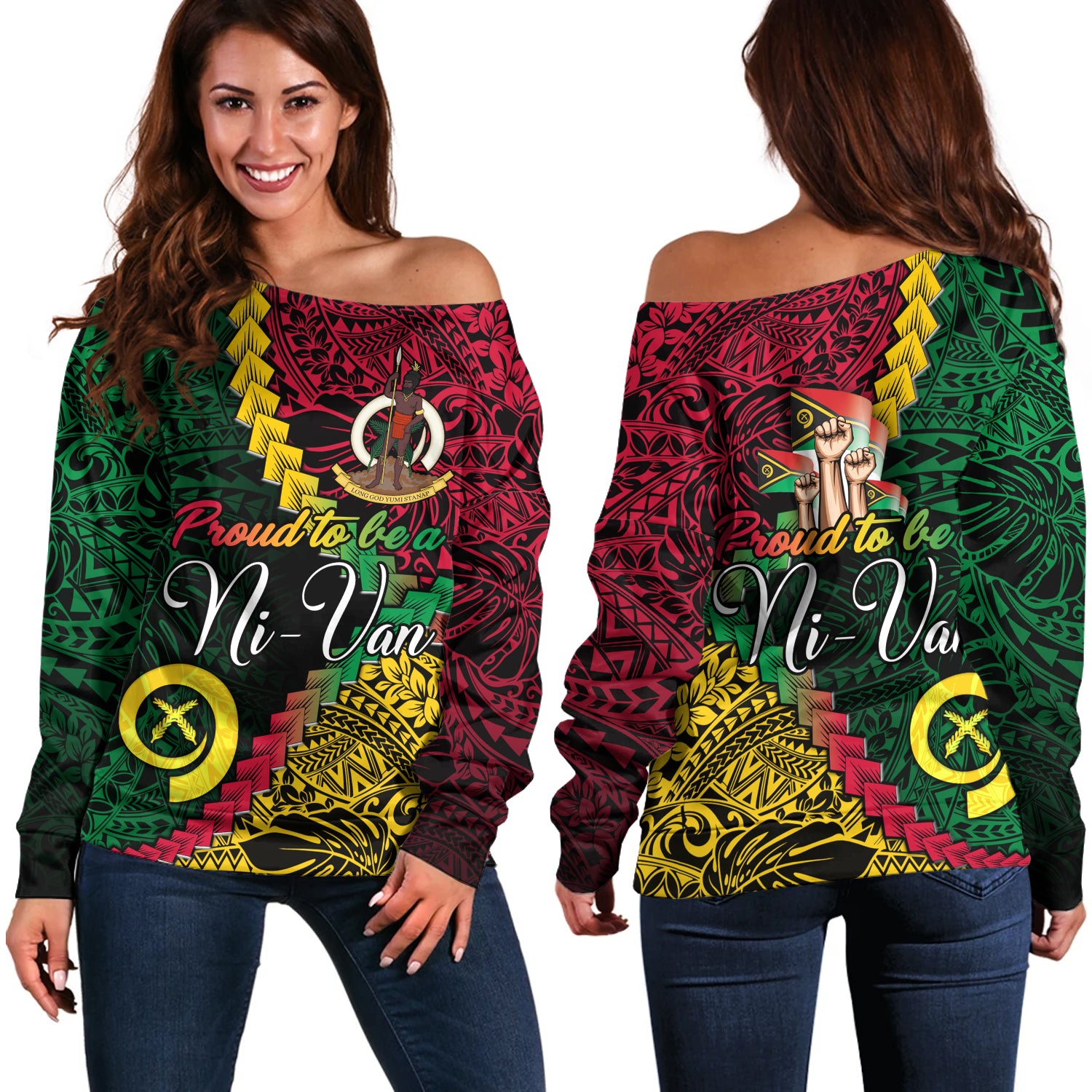 Vanuatu Off Shoulder Sweatshirt Proud To Be A Ni-van