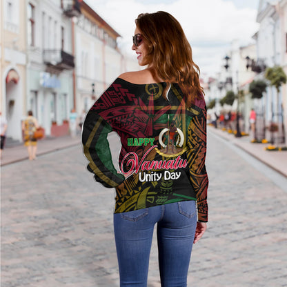 Vanuatu Off Shoulder Sweatshirt Vanuatu Unity Day