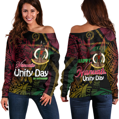 Vanuatu Off Shoulder Sweatshirt Vanuatu Unity Day
