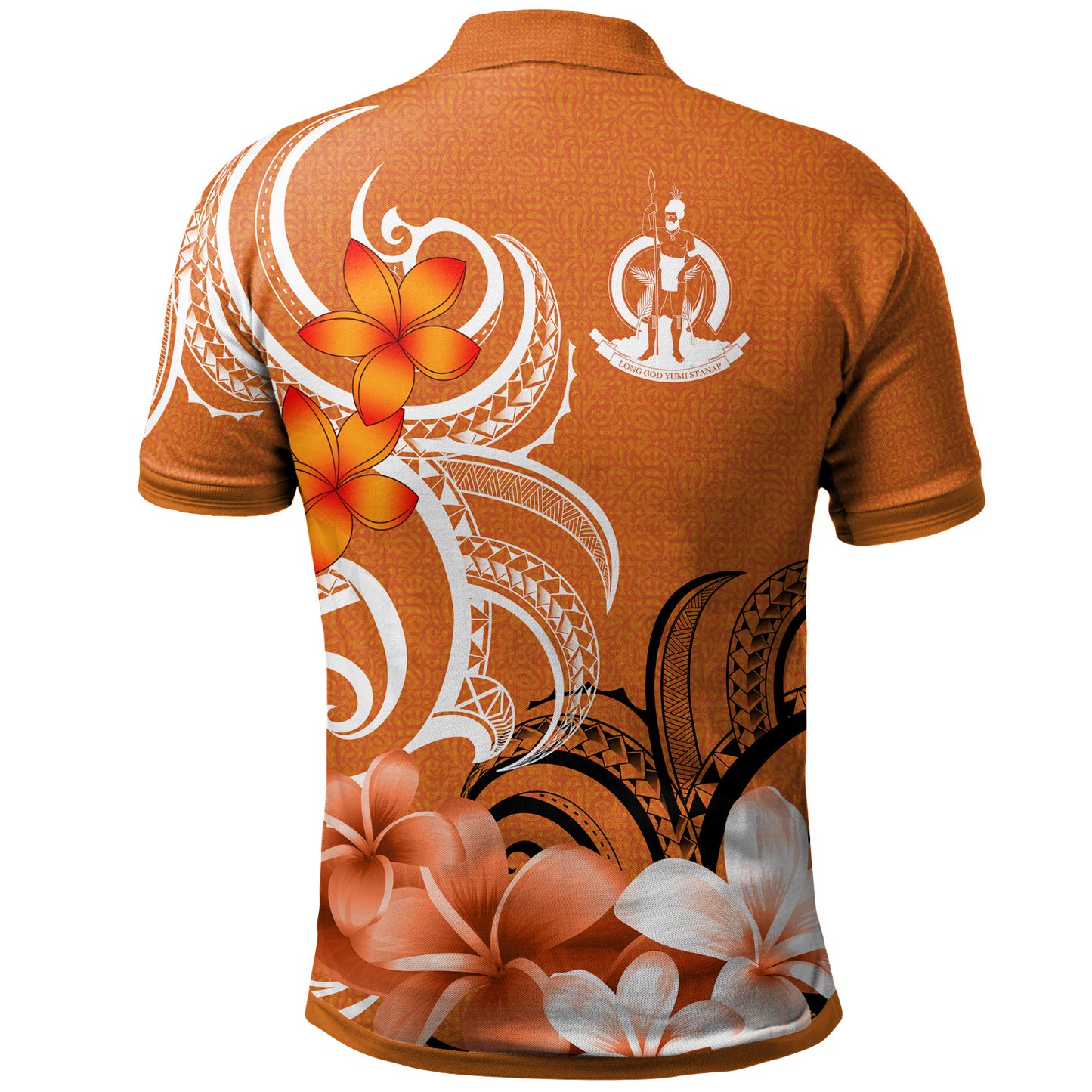 Vanuatu Polo Shirt Custom Personalised Floral Spirit Orange