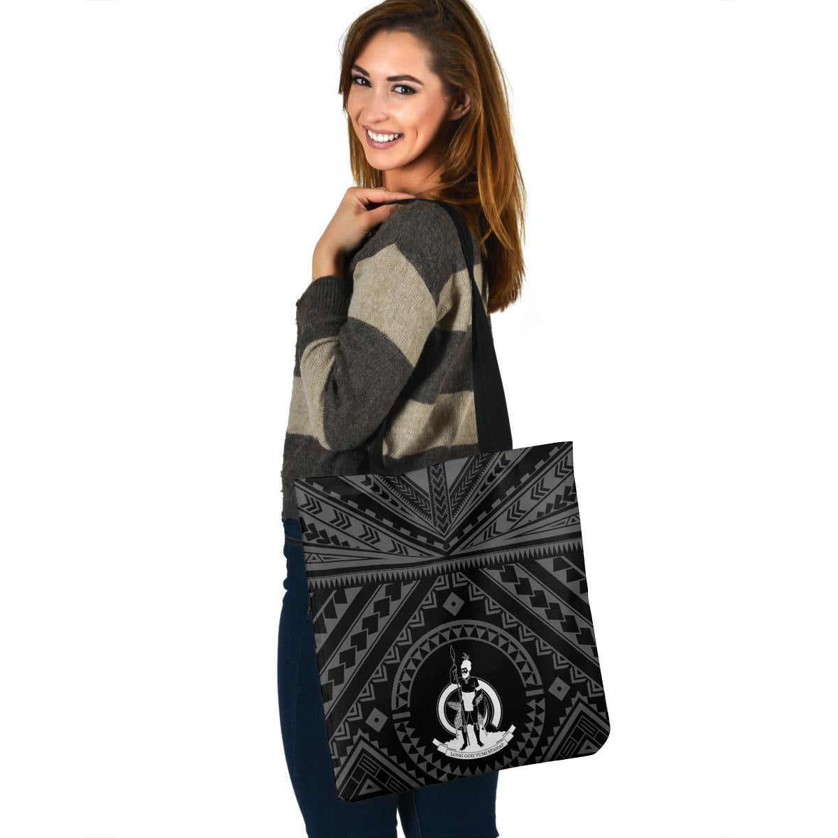 Vanuatu Custom Personalised Tote Bag Polynesian Tattoo Style