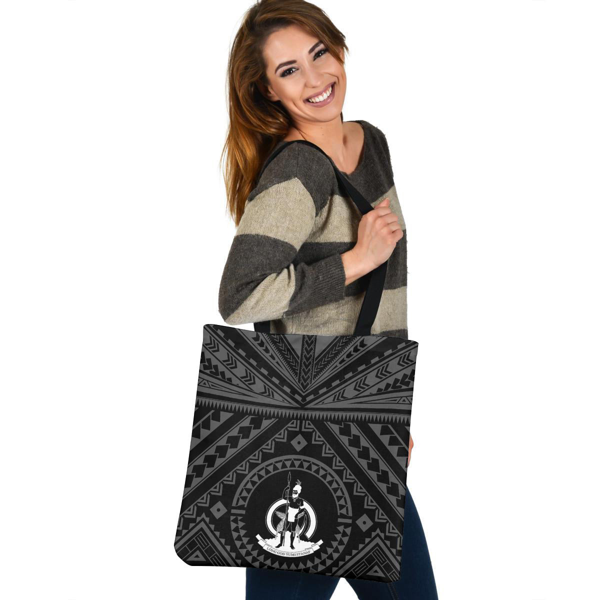 Vanuatu Custom Personalised Tote Bag Polynesian Tattoo Style