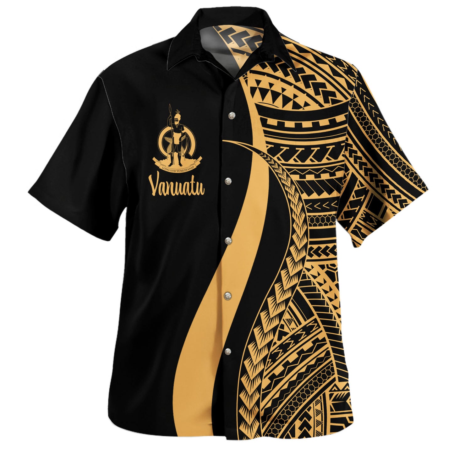 Vanuatu Custom Personalised Hawaiian Shirt Polynesian Tentacle Tribal Pattern