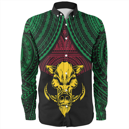 Vanuatu Long Sleeve Shirt Coat Of Arms Tribal