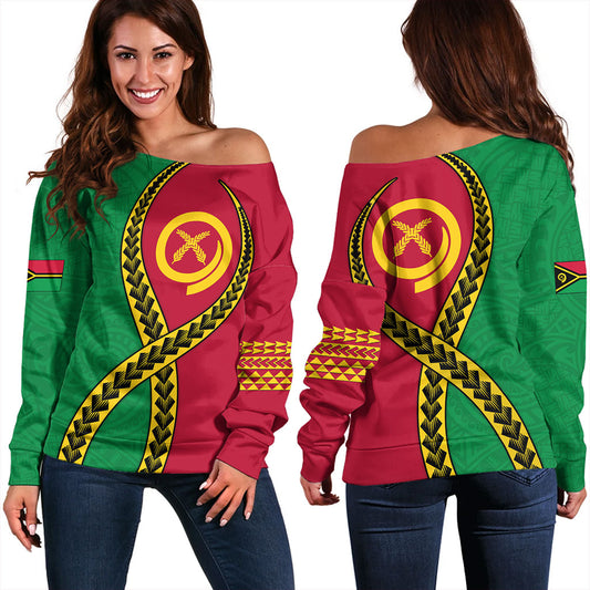 Vanuatu Off Shoulder Sweatshirt Tribal Polynesian In My Heart