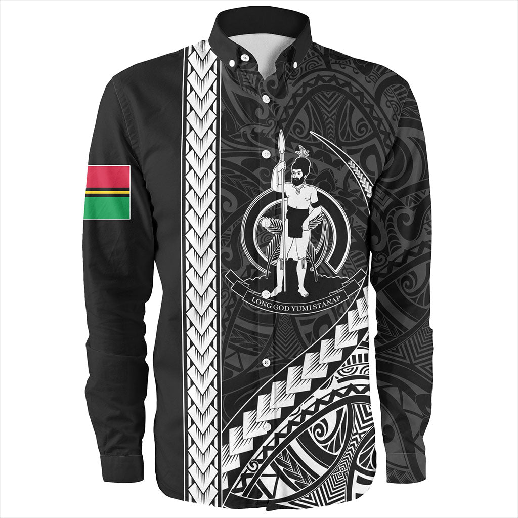 Vanuatu Long Sleeve Shirt Tribal Melanesian Coat Of Arms