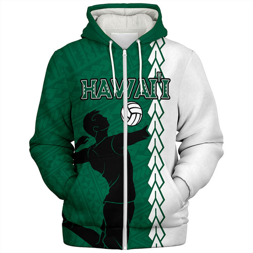 Hawaii Sherpa Hoodie Custom Men Volleyball Polynesia Tattoo