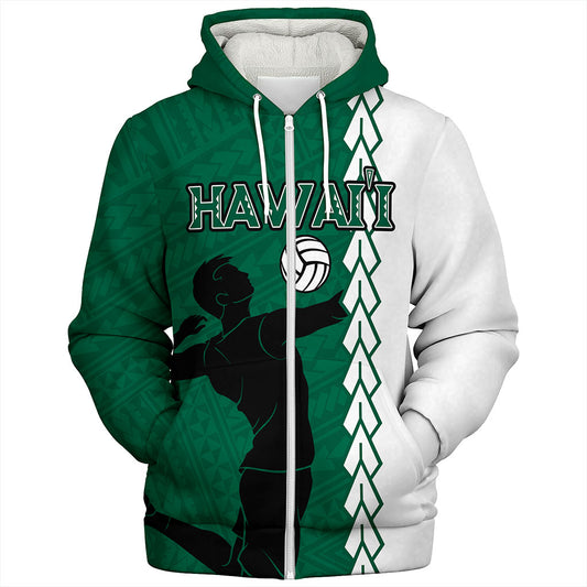 Hawaii Sherpa Hoodie Custom Men Volleyball Polynesia Tattoo