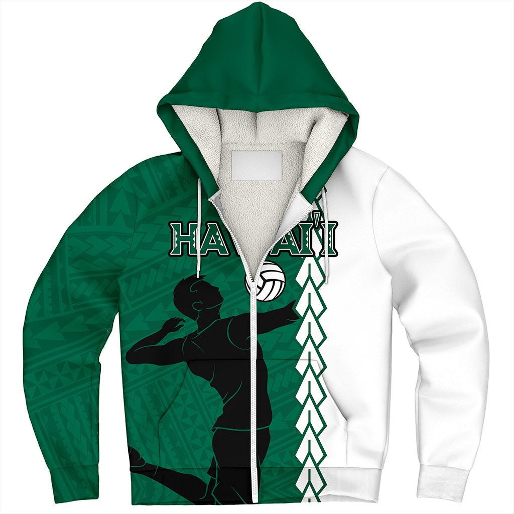 Hawaii Sherpa Hoodie Custom Men Volleyball Polynesia Tattoo