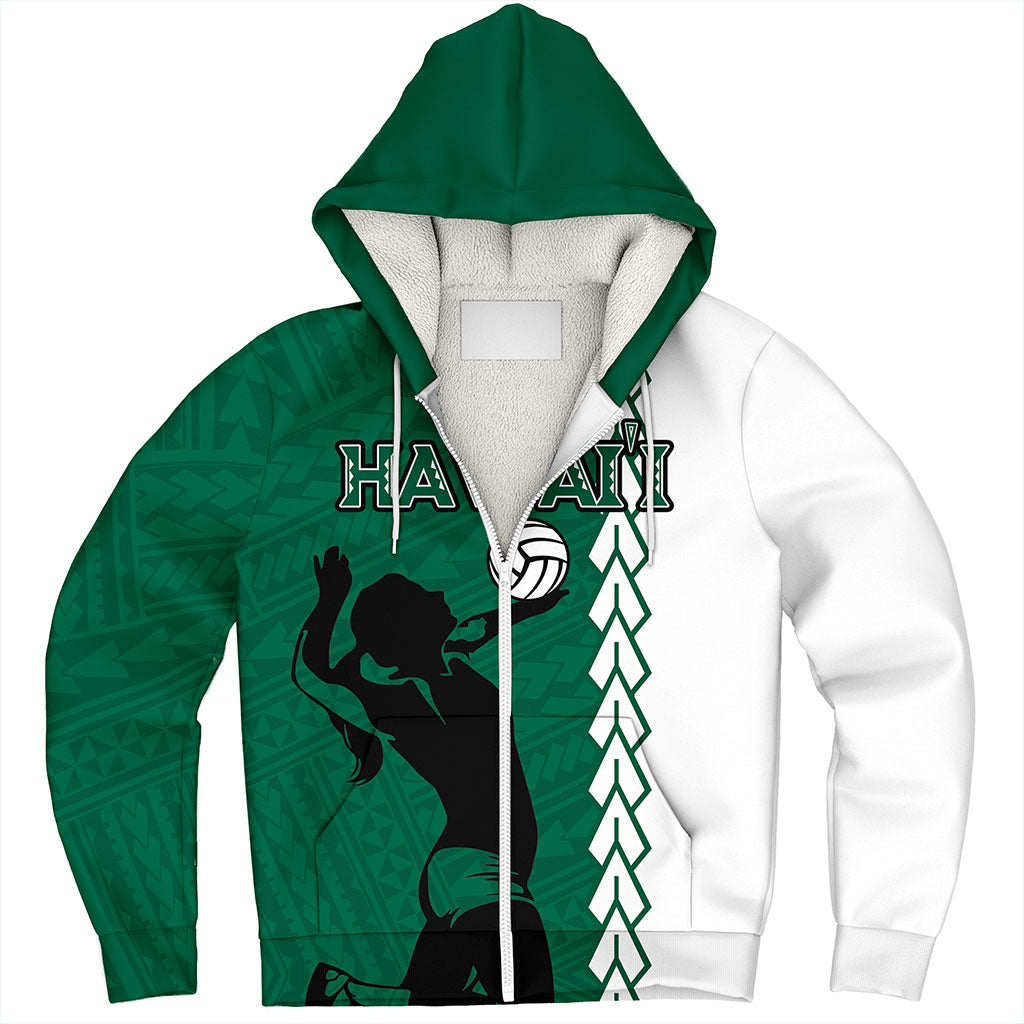 Hawaii Sherpa Hoodie Custom Women Volleyball Polynesia Tattoo