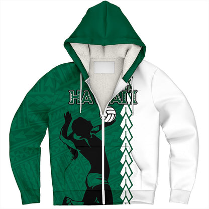 Hawaii Sherpa Hoodie Custom Women Volleyball Polynesia Tattoo