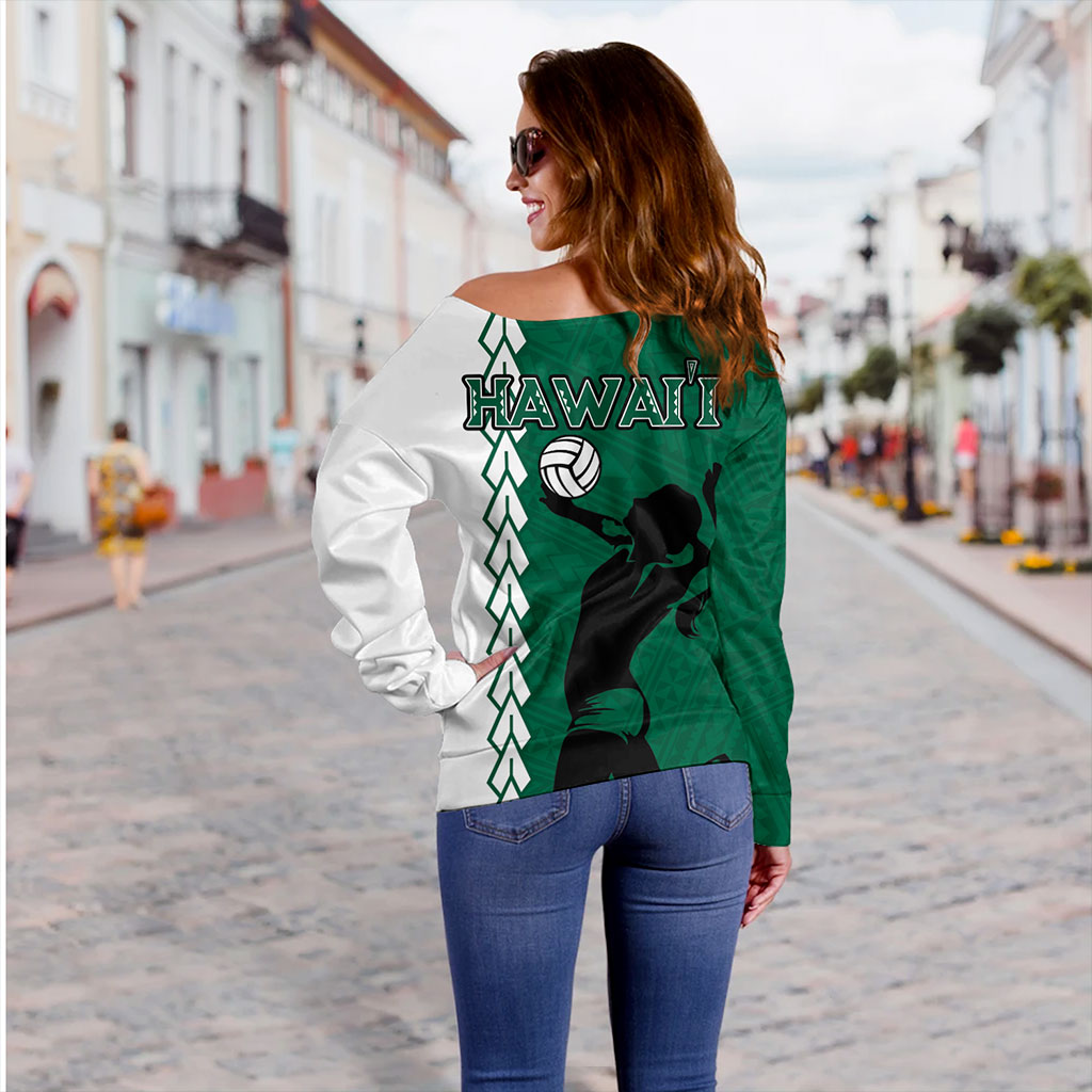 Hawaii Off Shoulder Sweatshirt Custom Women Volleyball Polynesia Tattoo