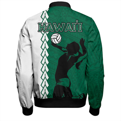 Hawaii Bomber Jacket Custom Women Volleyball Polynesia Tattoo