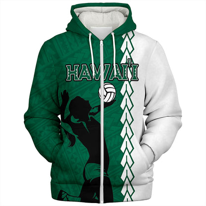 Hawaii Sherpa Hoodie Custom Women Volleyball Polynesia Tattoo