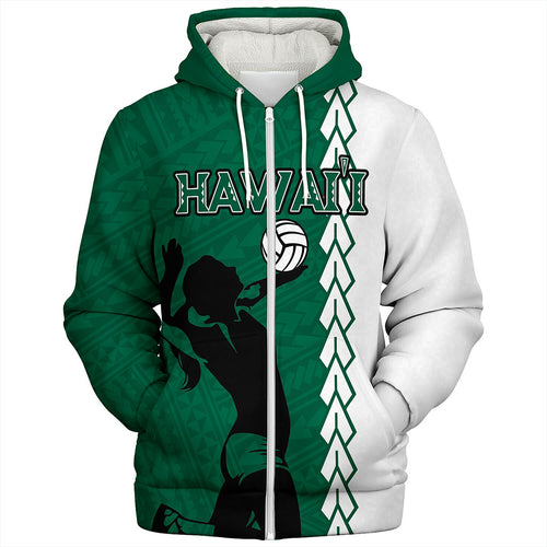 Hawaii Sherpa Hoodie Custom Women Volleyball Polynesia Tattoo