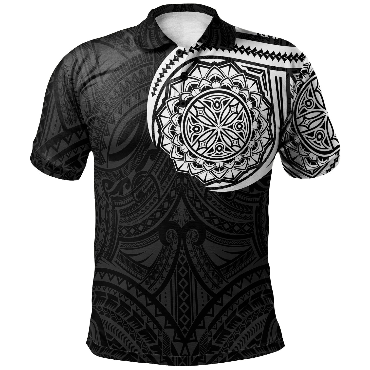 Polynesian Polo Shirt - Polynesian Flowers Tattoo Style