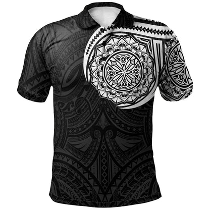 Polynesian Polo Shirt - Polynesian Flowers Tattoo Style