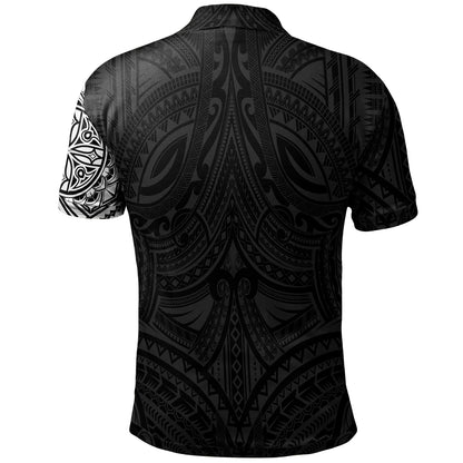 Polynesian Polo Shirt - Polynesian Flowers Tattoo Style