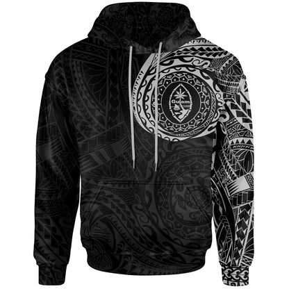 Guam Hoodie - Guam Coat Of Arms Polynesian Tattoo Style 2