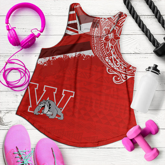 Hawaii Women Tank Waialua High and Intermediate School With Crest Style