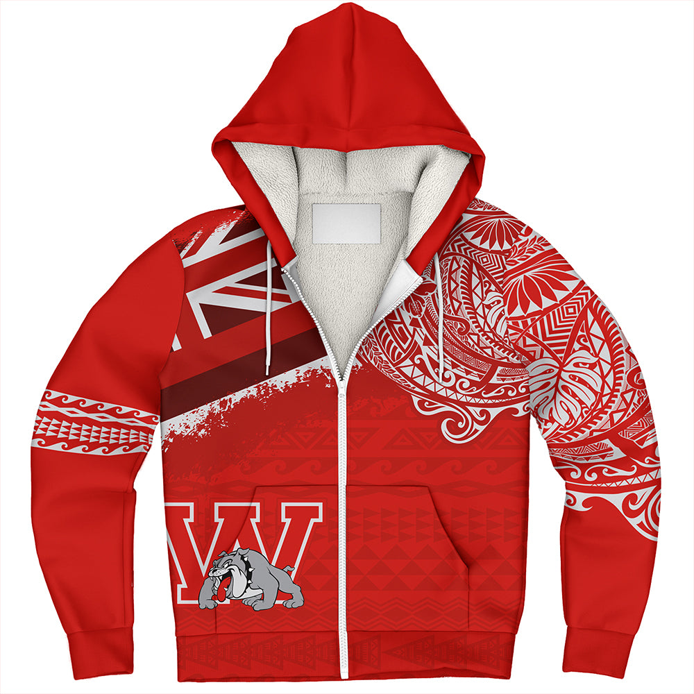 Hawaii Sherpa Hoodie Waialua High and Intermediate School With Crest Style