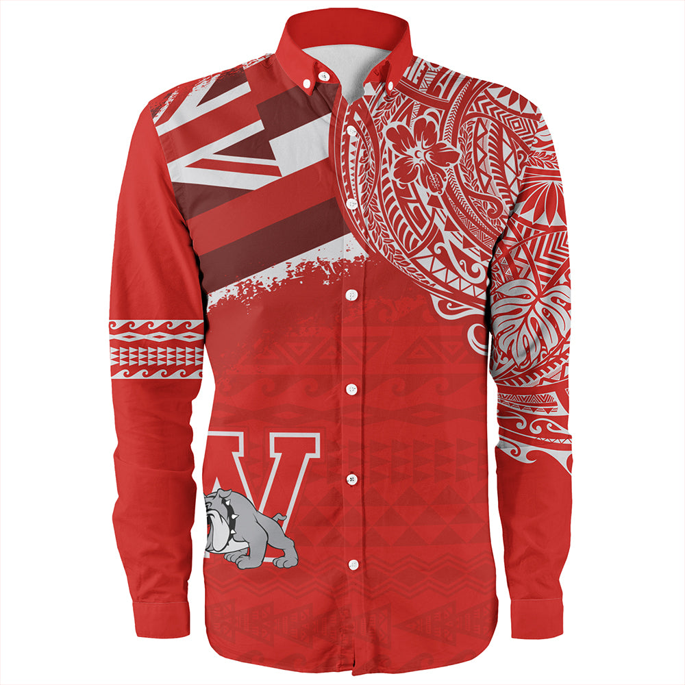 Hawaii Long Sleeve Shirt Waialua High and Intermediate School With Crest Style